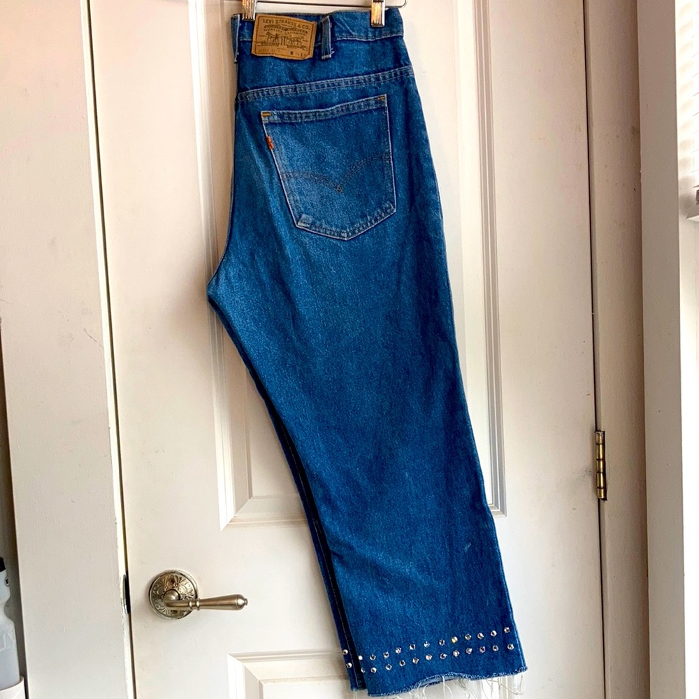 Rhinestone embellished vintage hi rise Levi’s